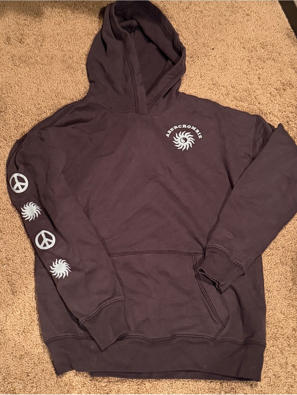 Abercrombie & Fitch Purple Pullover Hoodie with Peace & Sun Graphics
